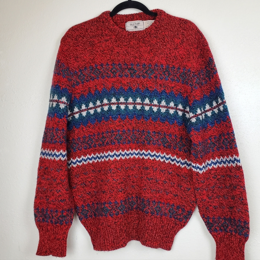 Great Plains Clothing Vintage Wool Blend Unisex Sweater Made In USA Size M